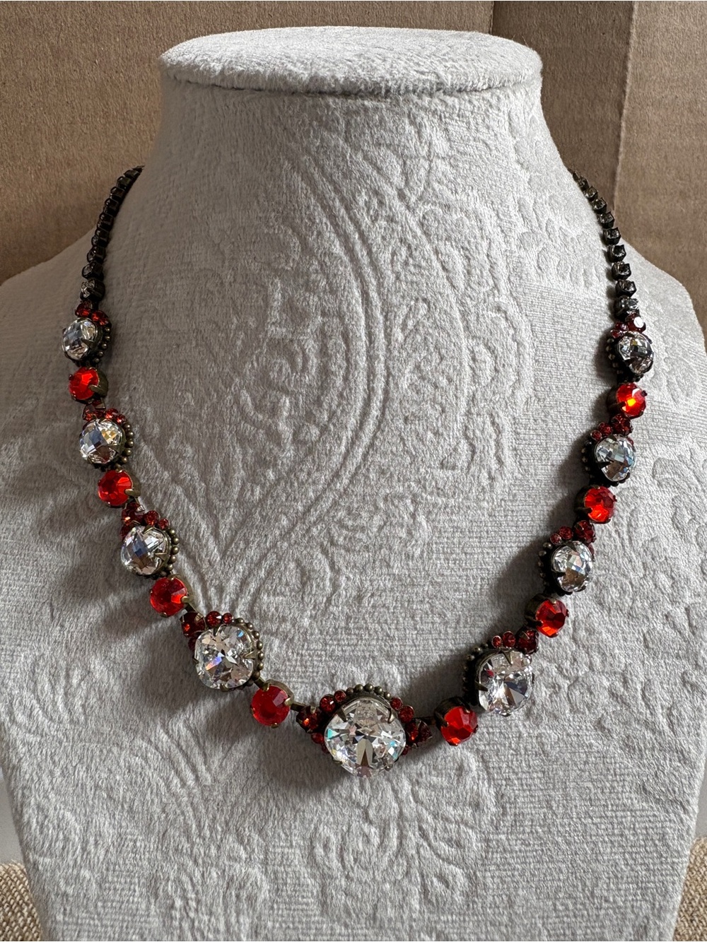 Sorrelli Orange Crystal Statement Necklace with Clear Rhinestones